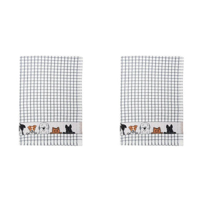 Dublin Gift Company - Polidri Tea Towel Charcoal Dogs Jacquard: Pack of 2