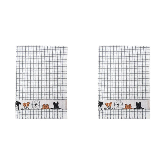 Dublin Gift Company - Polidri Tea Towel Charcoal Dogs Jacquard: Pack of 2