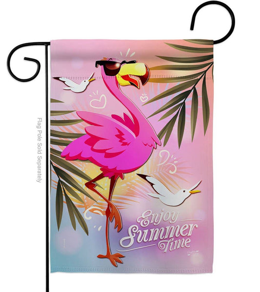 Two Group Flag Co - Summer Flamingo Animals Bird Decor Flag: Double Sided-Thick Fabric / Garden Flag 13" x 18.5" Only
