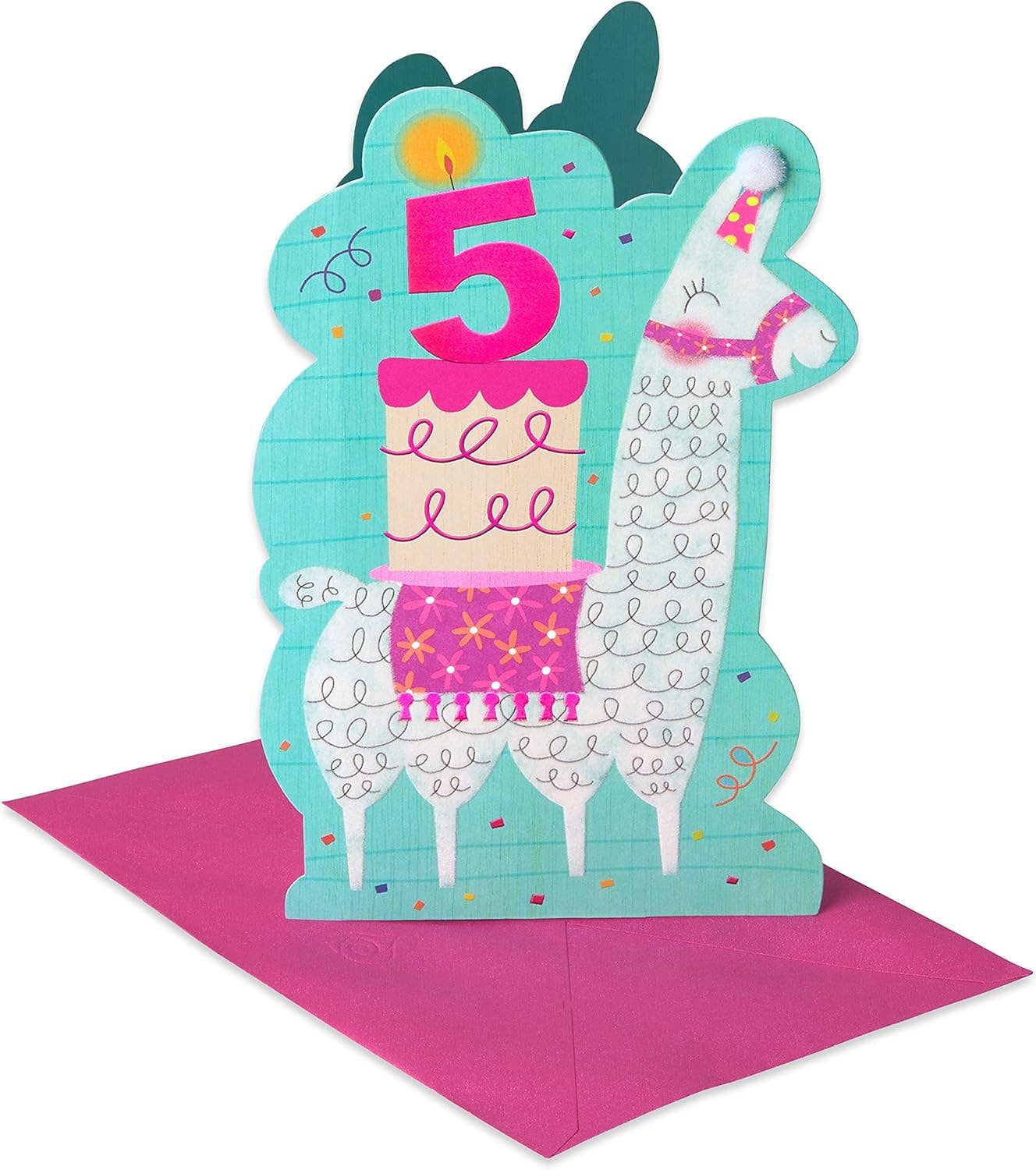 DICKENS INC. - 5th Birthday Card for Girl (Llama with Cake)