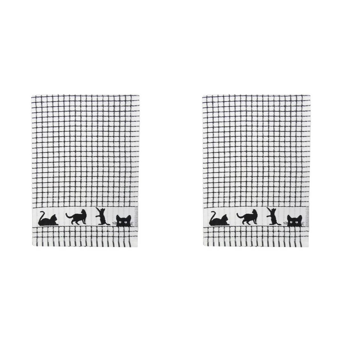 Dublin Gift Company - Poli-Dri Jacquard Black Cat Tea Towel: Pack of 2