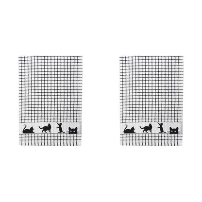 Dublin Gift Company - Poli-Dri Jacquard Black Cat Tea Towel: Pack of 2