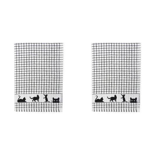 Dublin Gift Company - Poli-Dri Jacquard Black Cat Tea Towel: Pack of 2