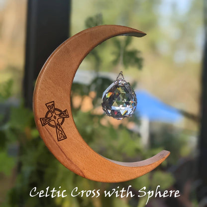 Celtic Inspired Moon Suncatcher: Shamrock / Crystal Angel