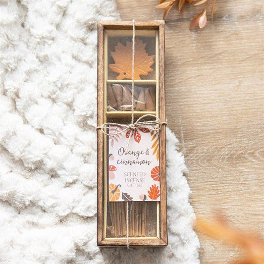 Something Different Wholesale - Autumn Leaf Orange & Cinnamon Fall Incense Gift Set