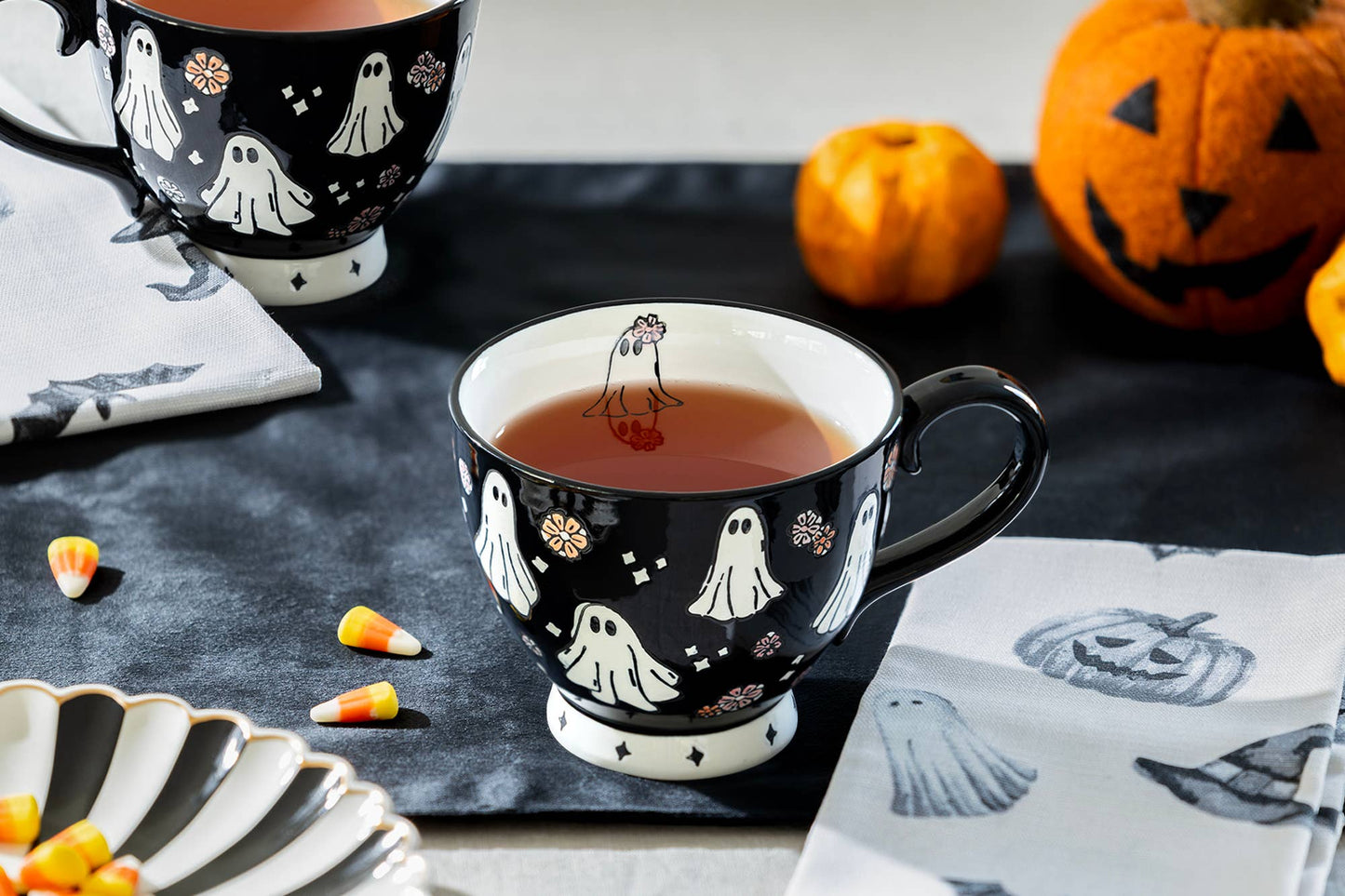 Grace Teaware - Spooky Ghosts 16oz Black Latte Mug