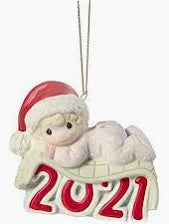 Precious Moments "Baby's First Christmas" Dated 2021 Ornament Girl