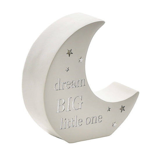 WIDDOP and Co. - Bambino Moon Shaped Resin Money Box "Dream Big" 15cm
