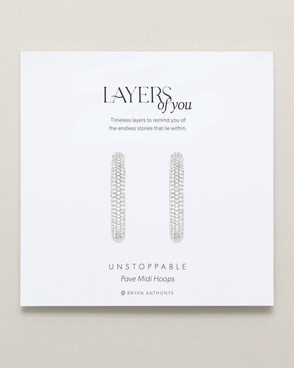 Bryan Anthonys - Unstoppable Pave Midi Hoop Earrings: Silver