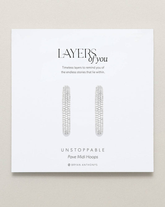 Bryan Anthonys - Unstoppable Pave Midi Hoop Earrings: Silver