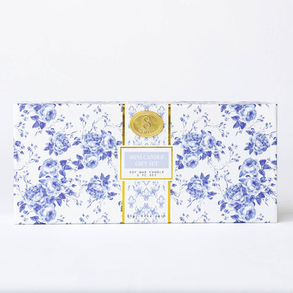 8 Oak Lane - Blue Floral 3 Piece Assorted Candle Boxed Set