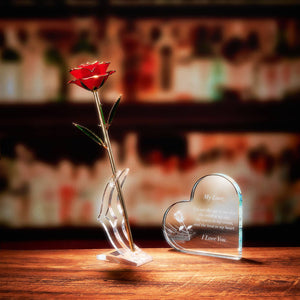 The Wine Savant /  Khen Glassware - Anniversary, Birthday & Everyday 24K Gold Rose Love Box