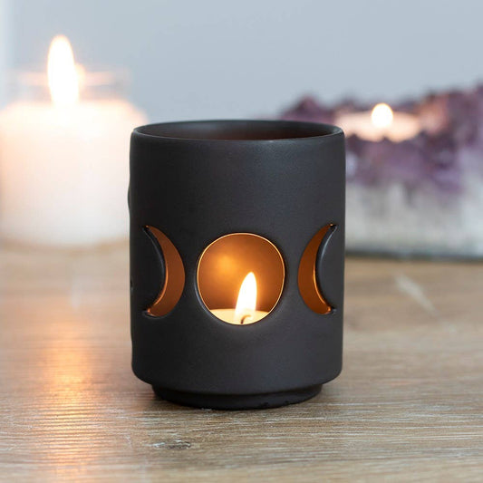 Something Different Wholesale - Small Black Triple Moon Cut Out Tealight Candle Holder