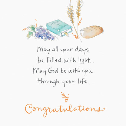 DICKENS INC. - First Communion Greeting Card –Chalice & Wheat Watercolor