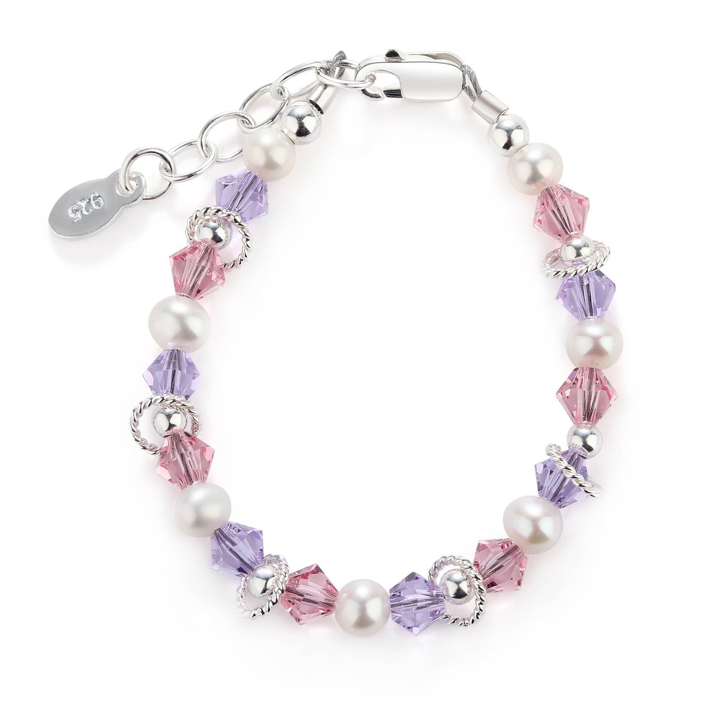 Cherished Moments - Girls Sterling Silver Multi-Color Pearl Baby & Kids Bracelet: Large 6-12 Years