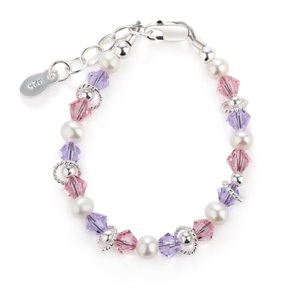 Cherished Moments - Girls Sterling Silver Multi-Color Pearl Baby & Kids Bracelet: Large 6-12 Years