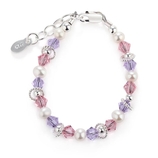 Cherished Moments - Girls Sterling Silver Multi-Color Pearl Baby & Kids Bracelet: Large 6-12 Years