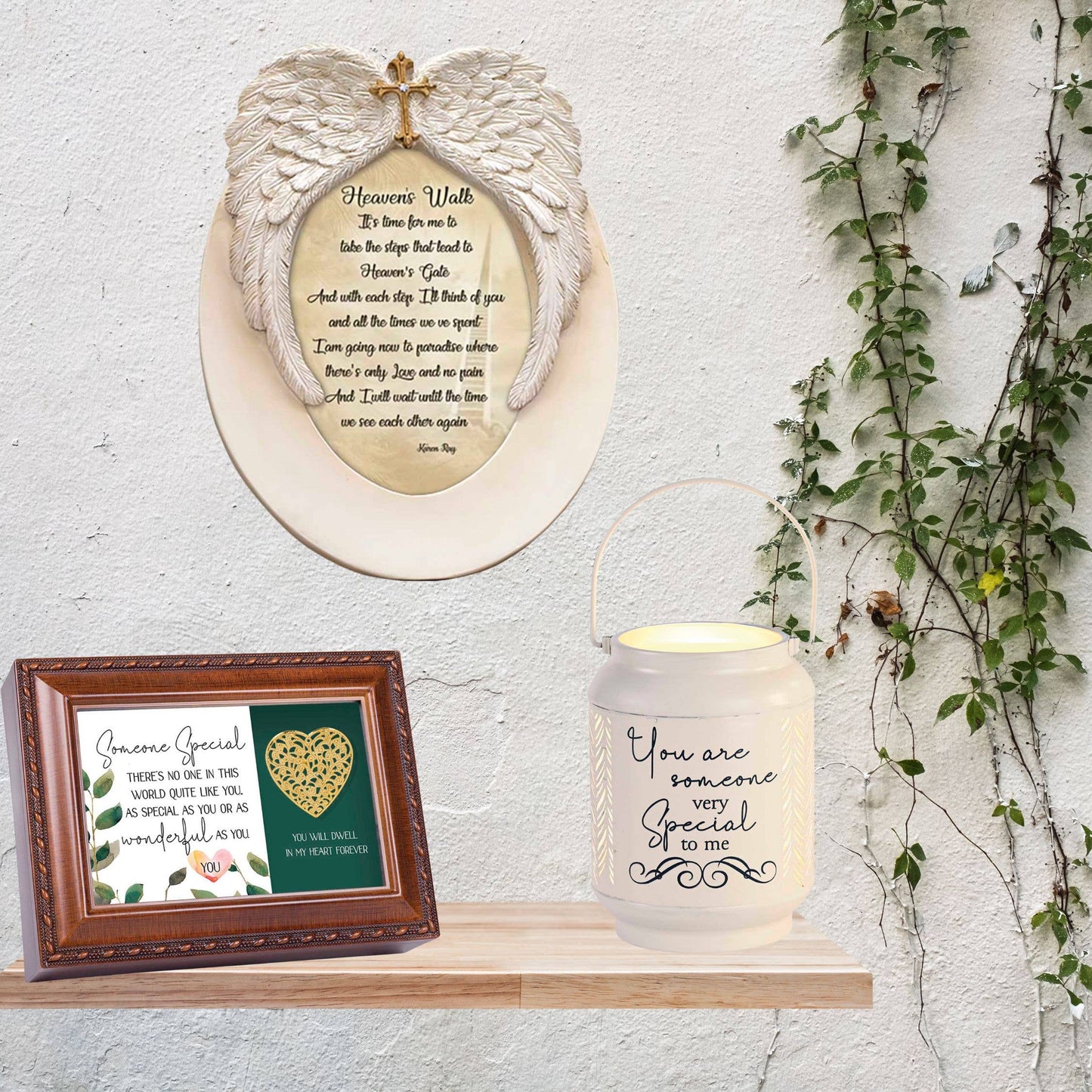 Cottage Garden - Wings with a Gold Cross Photo Frame
