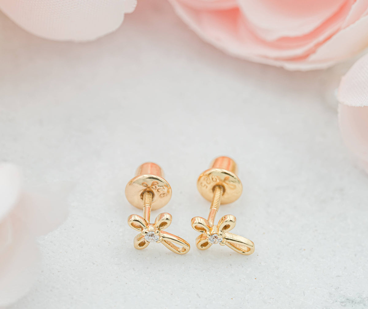 Cherished Moments - 14K Gold-Plated Cross Earrings for Baptism or Communion Gift