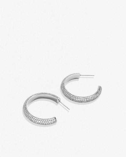 Bryan Anthonys - Unstoppable Pave Midi Hoop Earrings: Silver