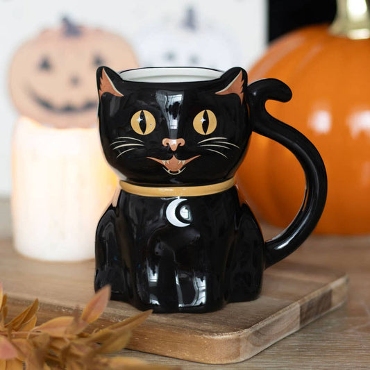 Something Different Wholesale - Spooky Black Cat Shaped Halloween Mug