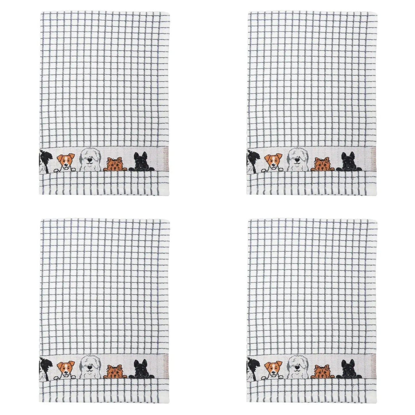 Dublin Gift Company - Polidri Tea Towel Charcoal Dogs Jacquard: Pack of 2