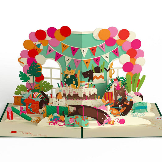 Lovepop Cards - Party Cats Birthday 5''x7'' Card, Birthday Cards