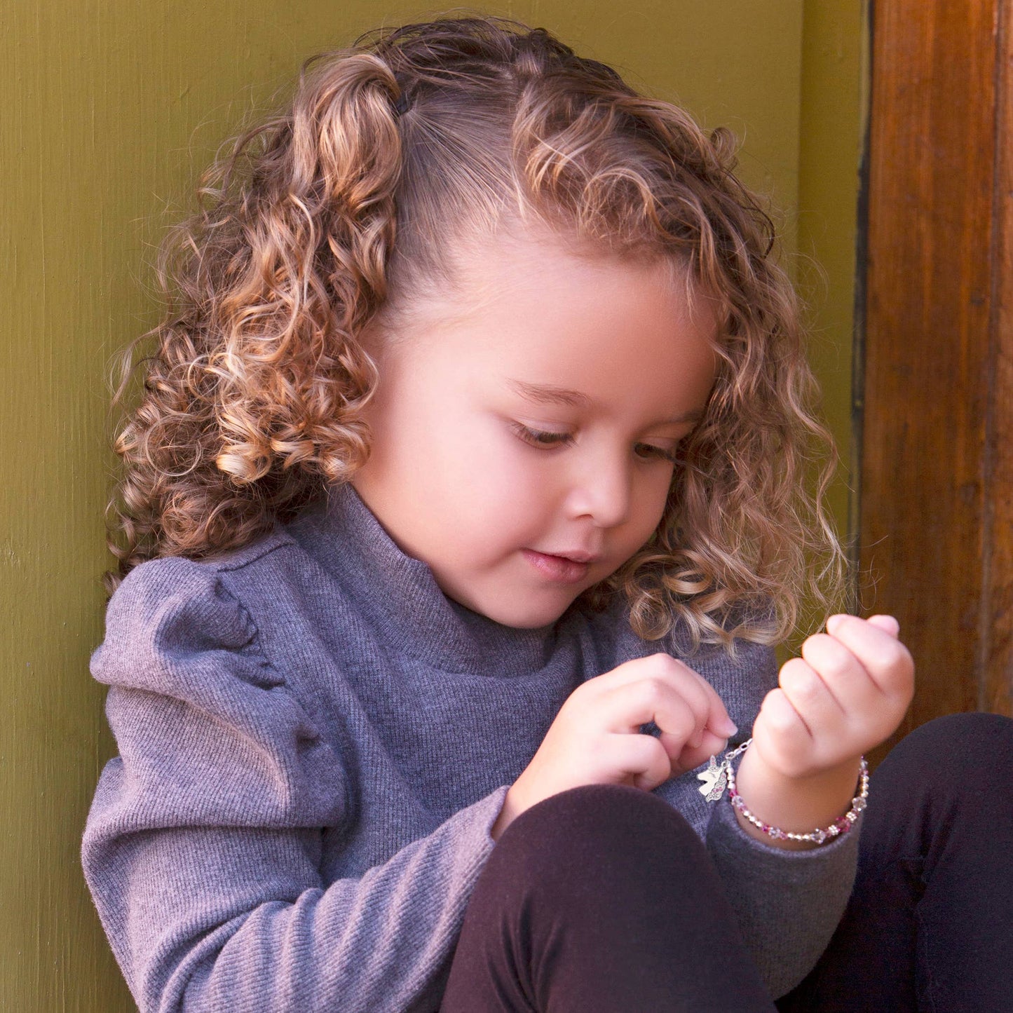 Cherished Moments - Sterling Silver Pink Unicorn Bracelet Gift for Little Girls: Medium 1-5 Years