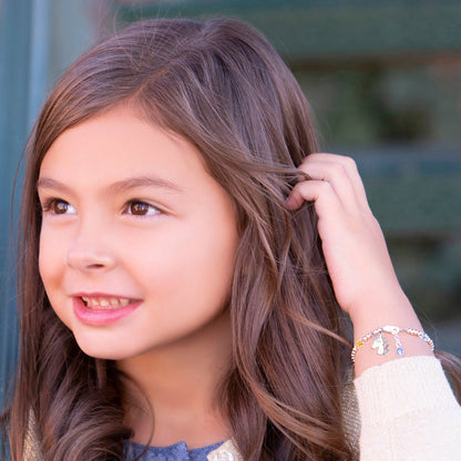 Cherished Moments - Sterling Silver Rainbow Unicorn Bracelet Little Girls Gift: Large 6-12 Years