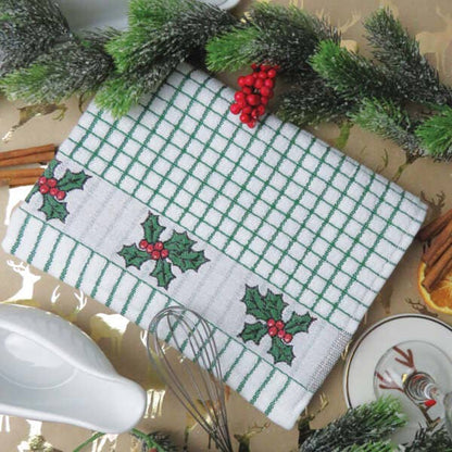 Dublin Gift Company - Poli Dri Jacquard Holly Tea Towel: Pack of 4