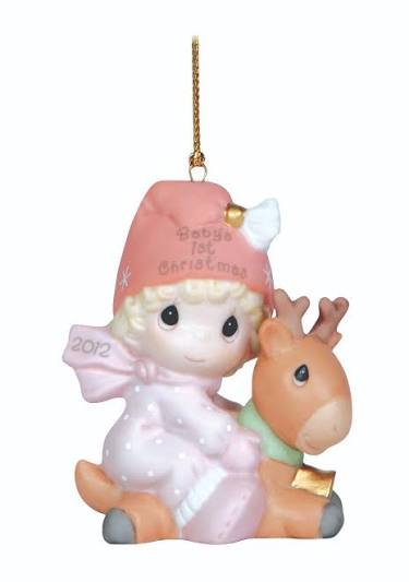 Precious Moments "Baby's First Christmas" Dated Porcelain 2012 Girl Ornament
