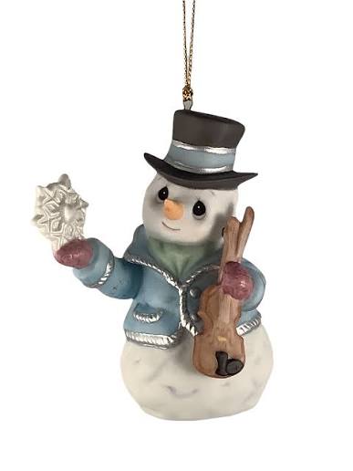 Precious Moments "Evening Rehearsal" Dated 2010 Porcelain Snowman Ornament