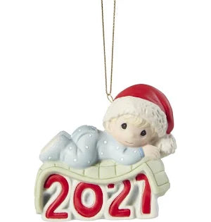 Precious Moments "Baby's First Christmas" Dated 2021 Ornament Boy
