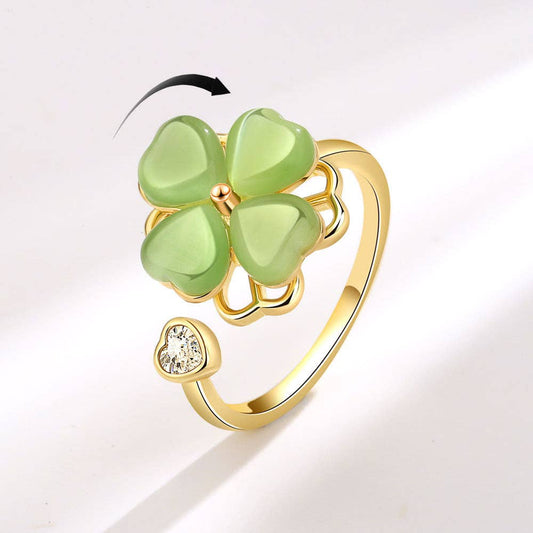 Perimade & Co. LLC - Four Leaf Clover Anxiety Fidget Spinner Ring in Solid Copper