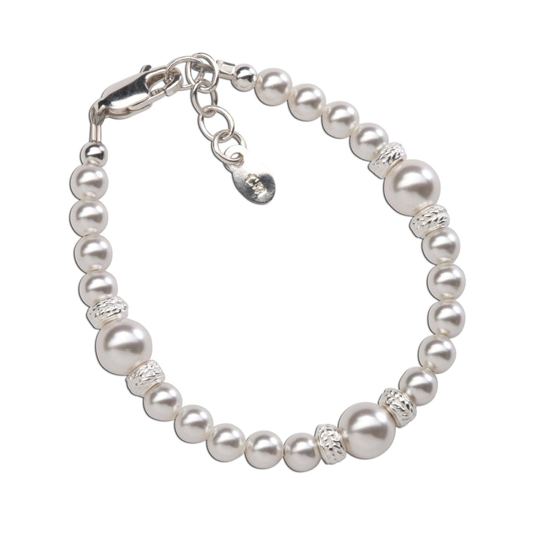 Cherished Moments - Sophia - Sterling Silver Pearl Baby & Children's Bracelet: Small 0-12m