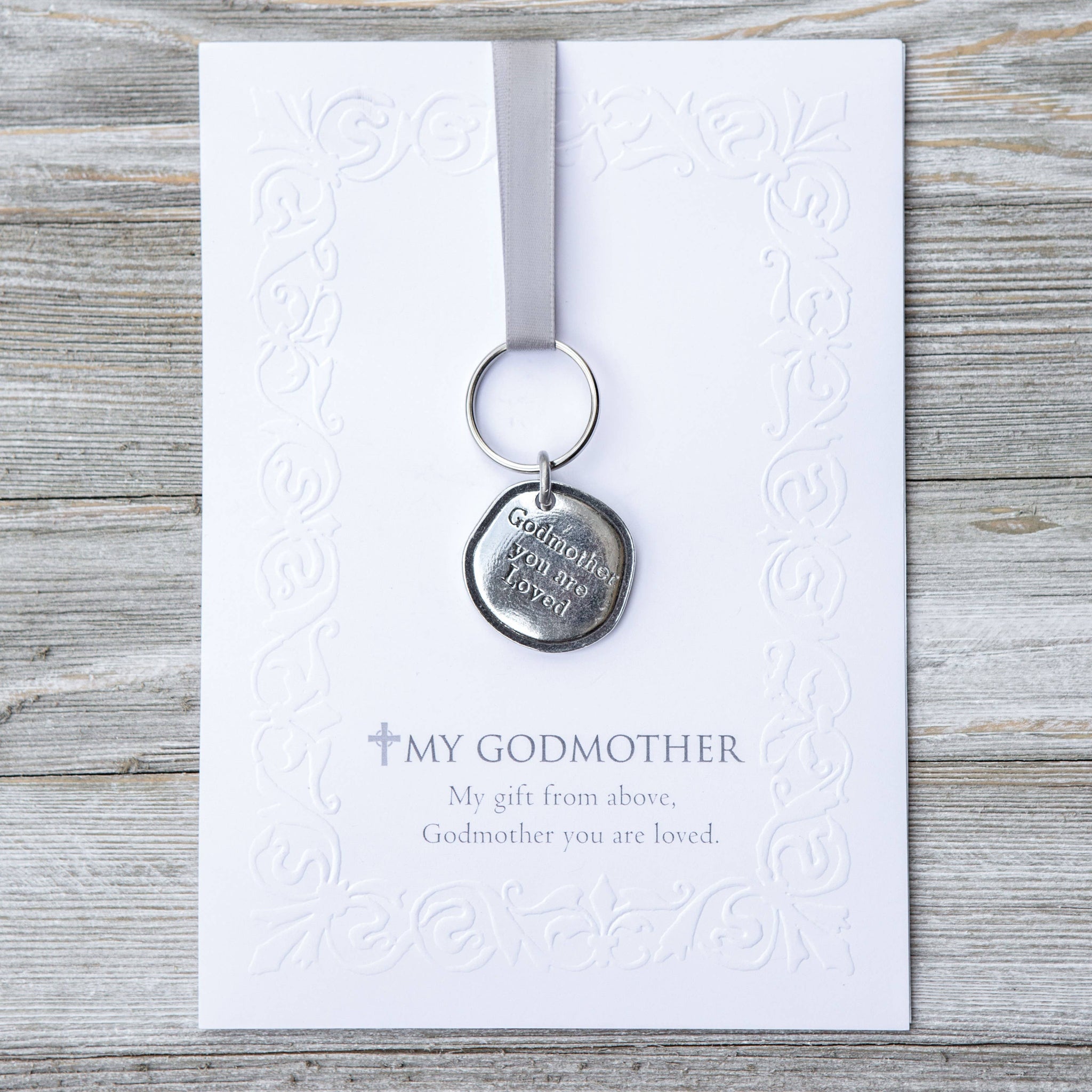 The Grandparent Gift Co. Inc. - Godmother You Are Loved Pewter Keychain And Card 5080