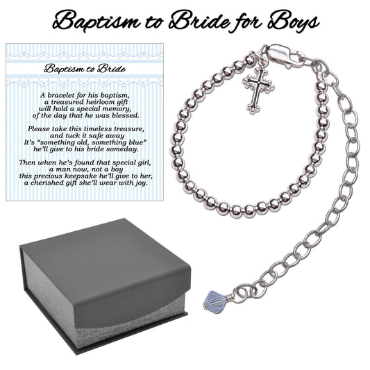 Cherished Moments - Boy's Baptism to Bride™ Sterling Silver Cross Bracelet Gift