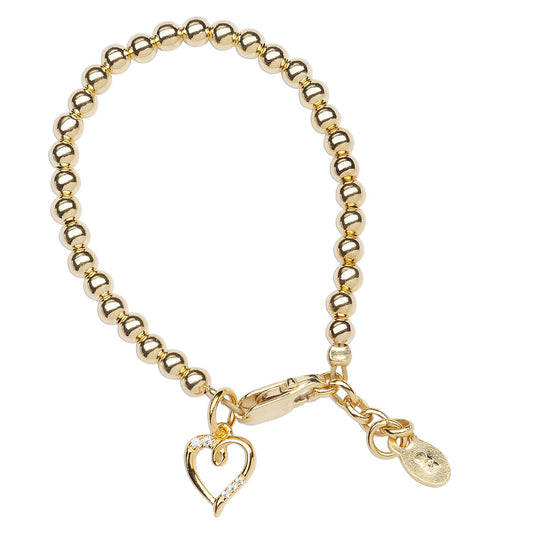 Cherished Moments - Girls 14K Gold-Plated Baby Bracelet w/Heart Kids Jewelry: Medium 1-5 Years