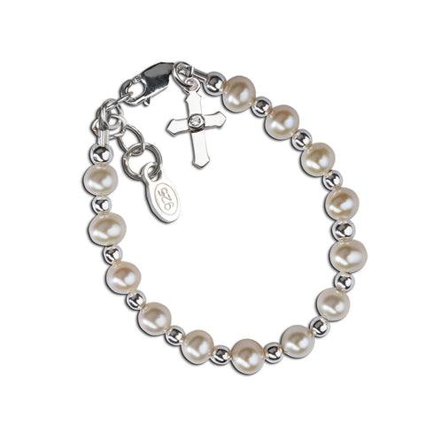 Cherished Moments - Sterling Silver Baby and Girls Cross Bracelet Baptism Gift: Medium 1-5 Years