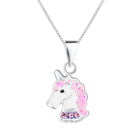 Cherished Moments - Sterling Silver Girls Stardust Unicorn Necklace for Kids: 14 inch