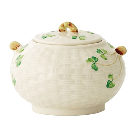 Belleek 0019 Shamrock Covered Bowl / Sugar Bowl