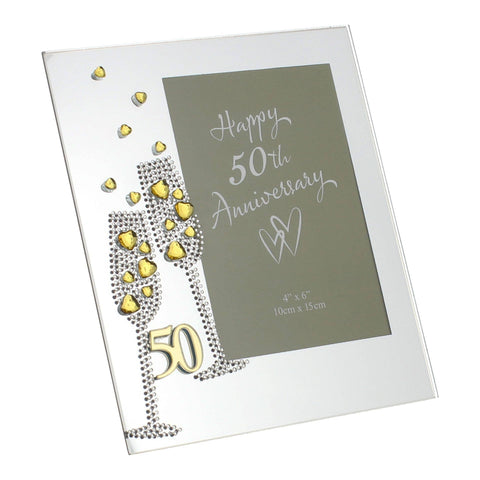 WIDDOP and Co. - Anniversary Mirror Frame 4" x 6" Flute/Crystal 50th
