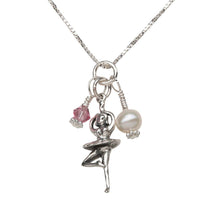Load image into Gallery viewer, Cherished Moments - Girls Sterling Silver Ballerina Cluster Necklace Dance Gift: 14 inch
