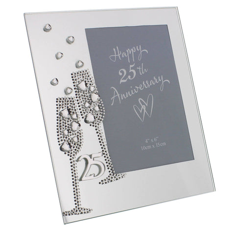 WIDDOP and Co. - Anniversary Mirror Frame 4" x 6" Flute/Crystal 25th *(36/24)