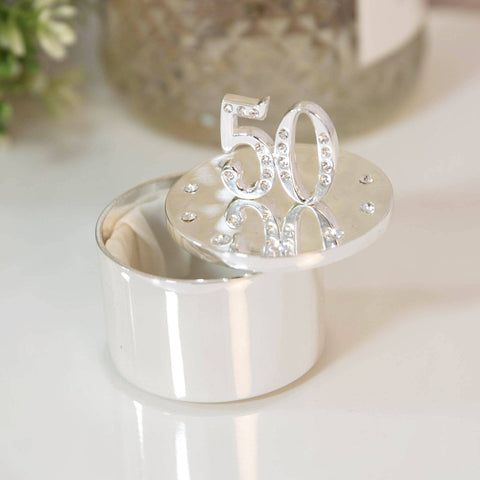 WIDDOP and Co. - Milestones Silverplated Trinket Box With Crystal 50
