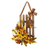 Plow & Hearth Artificial Fence With Birdhouse & Flower