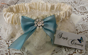 Lace Garter With Robin’s Egg Blue Bow