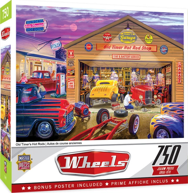 Old Timer’s Hot Rods 750 Piece Puzzle, Wheels Series