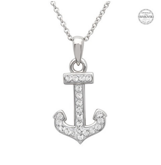 Ocean by ShanOre Sterling Silver Swarovski Crystal Anchor Necklace