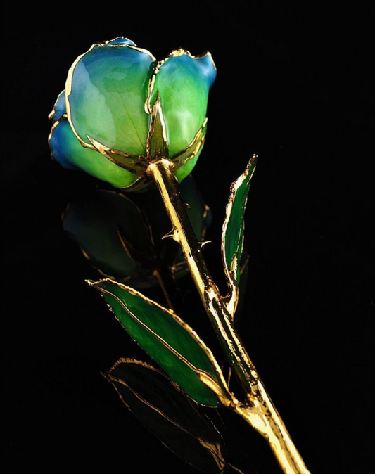 Gold Trimmed Rose in Peridot Navy Pearl